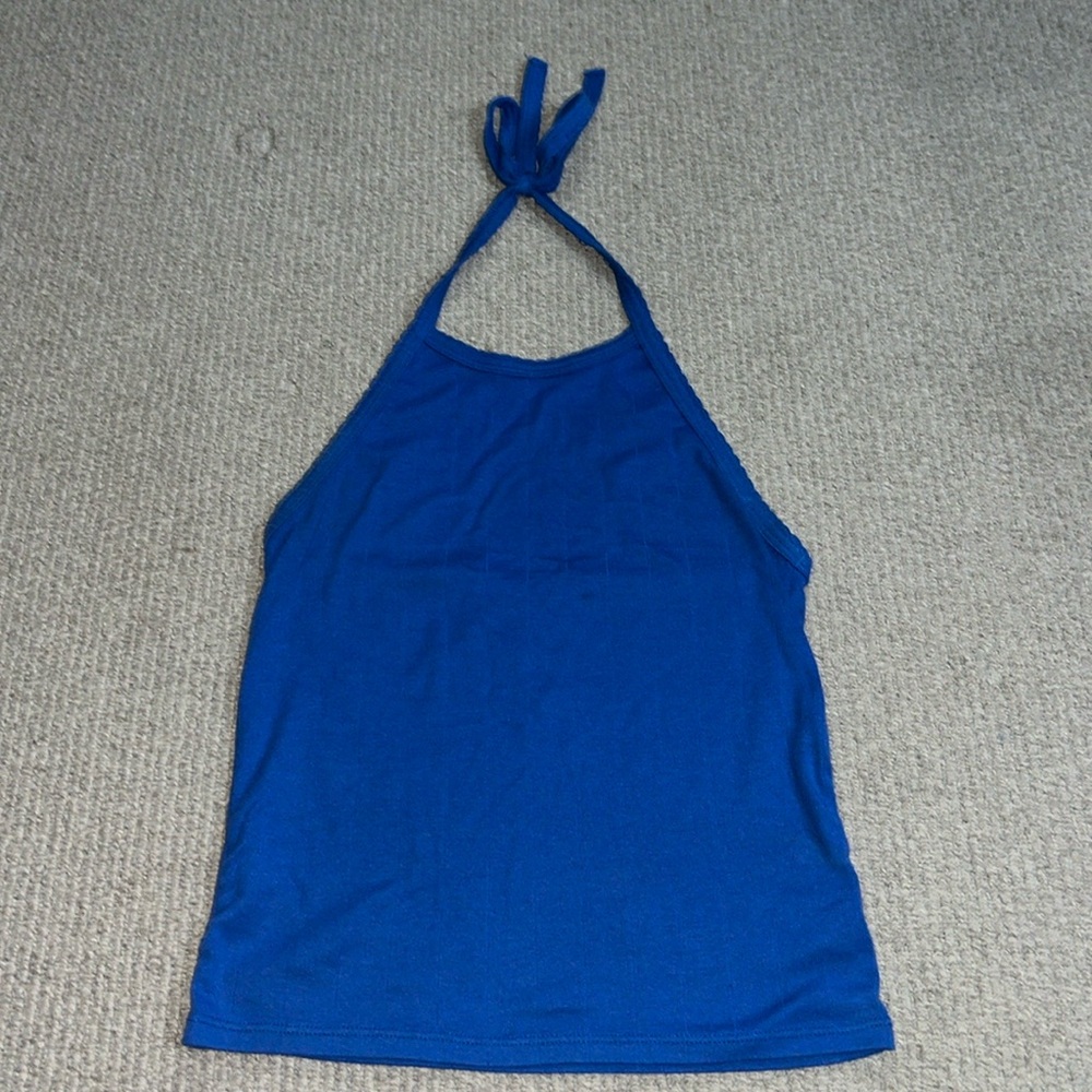 Blue Neck tie tank top